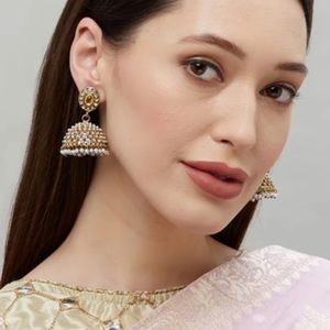 Earrings with stone, gold and silver earrings Gold color Indian earrings ,
